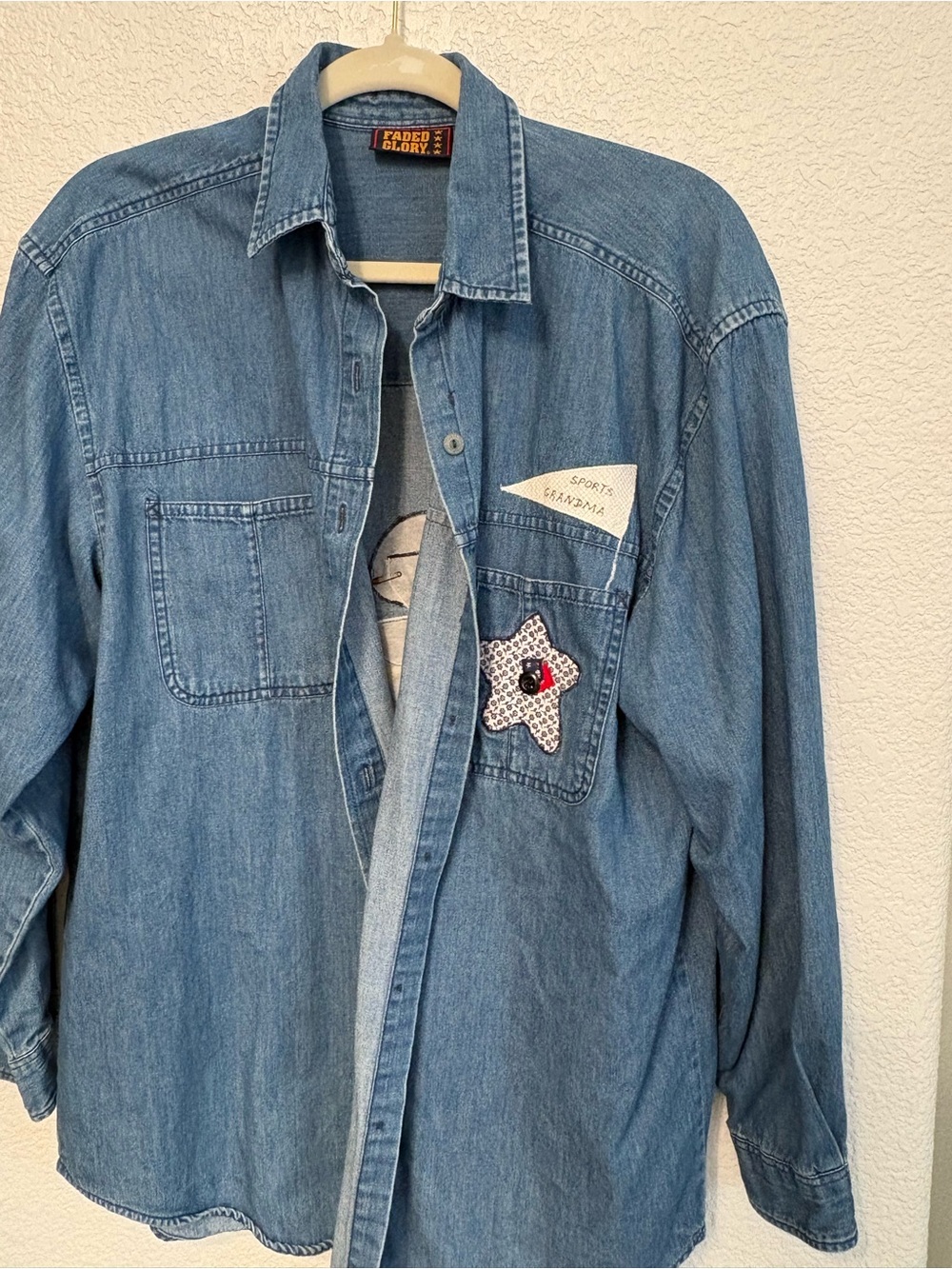 Faded Glory Light Wash Denim Shirt